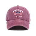 Dettaglio cappellino bordeaux lavato vintage con stampa 250° anniversario America - Regolabile / Borgogna