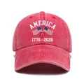 Cappellino da baseball rosso lavato vintage per il 250° anniversario 1776-2026 USA - Regolabile / Rosso rosa