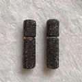 Close-up of two 10ml rhinestone-encrusted portable perfume spray bottles for travel - Bright Black