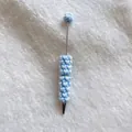 Unique handmade light blue beaded ballpoint pen with heart pattern and pearl accents - Light Blue