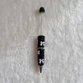 Luxury black rhinestone-encrusted ballpoint pen featuring elegant white bow accents - Purple Bow (Black Pen Body)