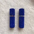 Pair of 10ml blue rhinestone portable refillable perfume spray bottles on white fur - Dark Blue