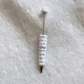Elegant handmade white beaded ballpoint pen with sugar hearts and pearls decoration - White