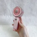 Draagbare oplaadbare mini handventilator met sprankelende roze en zilveren strass decoratie - 10 / A7 Strass Ophangring Stijl / Roze