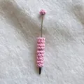 Pink heart-shaped beaded ballpoint pen with sugar texture and elegant pearl accents - Pink
