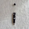 Creative black rhinestone ballpoint pen with pink bow charms on fuzzy background - Pink Bow (Black Pen Body)