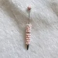Elegant handmade beaded ballpoint pen featuring pink sugar hearts and white pearls. - Champagne