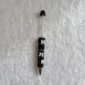 Creative black rhinestone bead pen with white soft clay bow accents for gift decoration - White Bow (Black Pen Body)