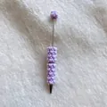 Elegant handmade purple beaded ballpoint pen featuring sugar hearts and white pearls - Light Purple