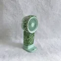 Portable rhinestone-studded rechargeable mini fan with base in mint green finish - A2 Round Top Style / Green