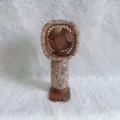 Draagbare bruine handventilator versierd met fonkelende strass steentjes voor bureau - A3 Ronde Kop Stijl / Goud