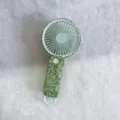 Draagbare mini-handventilator met fonkelende groene en zilveren strassteentjes voor koeling - A4 Eenvoudige Stijl / 10 / Groen