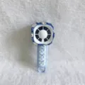 Draagbare oplaadbare mini-handventilator met blauwe strass-versiering en strik - A6 Grote Strass Stijl / 10 / Blauw