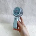 Lichtblauwe draagbare mini handventilator met strass-steentjes oplaadbare variant model - A7 Draagbare Stijl / 10 / Blauw