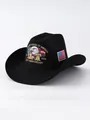 Embroidered black felt cowboy hat featuring US 250th anniversary commemorative design - M (56-58cm) / Black