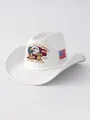 Detailed embroidery of eagle and US flag on white 2026 250th anniversary cowboy hat - M (56-58cm) / White