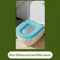 Blue waterproof silicone toilet seat cover with easy-clean surface for bathroom use - Regular Fit / Blue