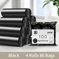 Bolsas de basura negras resistentes con asas, pack de 4 rollos 80 unidades para cocina - Doble Cara Engrosada 1.5 Seda / 80 Piezas/Paquete (45x60cm) / Negro