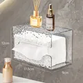 Scatola per fazzoletti premium a parete in acrilico effetto acqua, 17,5x12x9cm - 1 Pezzo Senza Coperchio / Motivo a Ghiacciaio Trasparente