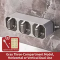 Grey wall-mounted 3-grid seasoning box with clear lids for kitchen spice storage home - 3 Grids / Gray