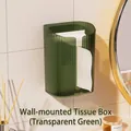Modern transparent green wall-mounted fluted tissue box holder for bathroom home decor - 18.5x12.5x9cm / Transparent Green