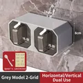 Wall-mounted grey seasoning box with two compartments including spoons and labels - 2 Compartments / Gray
