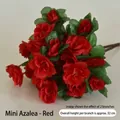 Detailed view of two branches of vibrant red artificial azaleas, overall height 32cm - Red