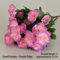 Close-up detail view of pink artificial azalea flowers with purple edges on a stem - Pink with Purple Edge