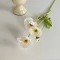 Realistische weiße künstliche Mohnblume mit beflocktem grünem Stiel für die Deko. - Weiß