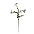 Artificial white pansy flower branch with green eucalyptus leaves for home and office decor - White