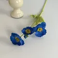 Realistische künstliche blaue Mohnblume mit einem beflockten grünen Stiel für Heimdeko - Saphirblau