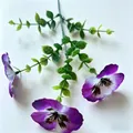 Lifelike artificial purple and white pansy flower sprig for home or wedding decor - Purple Edge