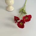 Realistische rote künstliche Mohnblumen mit beflockten Stielen für elegante Wohndekoration - Rot