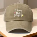 Detailweergave van de El tiempo de Dios es Perfecto tekst op kaki gewassen pet - Standaard (54-59cm) / Khaki