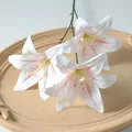 Realistic 3-head artificial white lily with pink dots, perfect for wedding decoration - Pink Spotted White