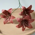 Realistic 3-head artificial lily flower in dusty red 3D printed for home wedding decor - Red
