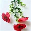 Red artificial pansy silk flower bouquet for home wedding office outdoor decor - Red