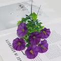 Vivid purple artificial morning glory silk flower bouquet for home garden decoration - Purple