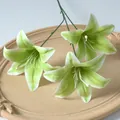 Lifelike 3-head 3D printed artificial lily flower in fresh green for home decor - Green
