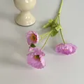 Realistische Seidenmohnblume in Pink mit beflocktem Grün für Deko-Blumenarrangement - Dunkelrosa