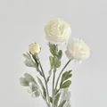 Elegant 3-head artificial white ranunculus bouquet for Nordic home table decor - White