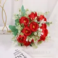 Realistic artificial red peony bouquet with six forks for elegant home interior decoration - Red