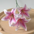 Artificial 3-head pink lily flowers with realistic 3D printed petals for decoration - Light Pink