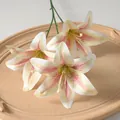 Realistic 3-head artificial lily flower in soft pink and white for home wedding decor - Champagne Pink