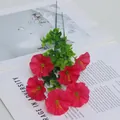 Artificial pink morning glory silk flower bouquet for home decoration - Rose Red