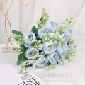 Light blue artificial 6-stem peony bouquet for elegant home decoration - Blue