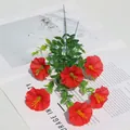 Vibrant lifelike artificial red morning glory silk flowers bouquet for home decoration - Red