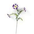 Purple and white artificial morning glory branch with three blooms for home decor - Purple White