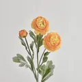 Realistic artificial 3-head Ranunculus flower bouquet in vibrant orange and yellow - Orange