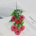 Künstlicher Stiefmütterchen-Blumenstrauß in Pink für Garten und Heimdekoration - Fuchsia